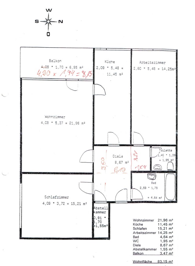 Grundriss Etagenwohnung Unterhaching